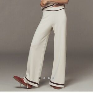 Maeve Tipped Wide-Leg Sweater Knit Pants